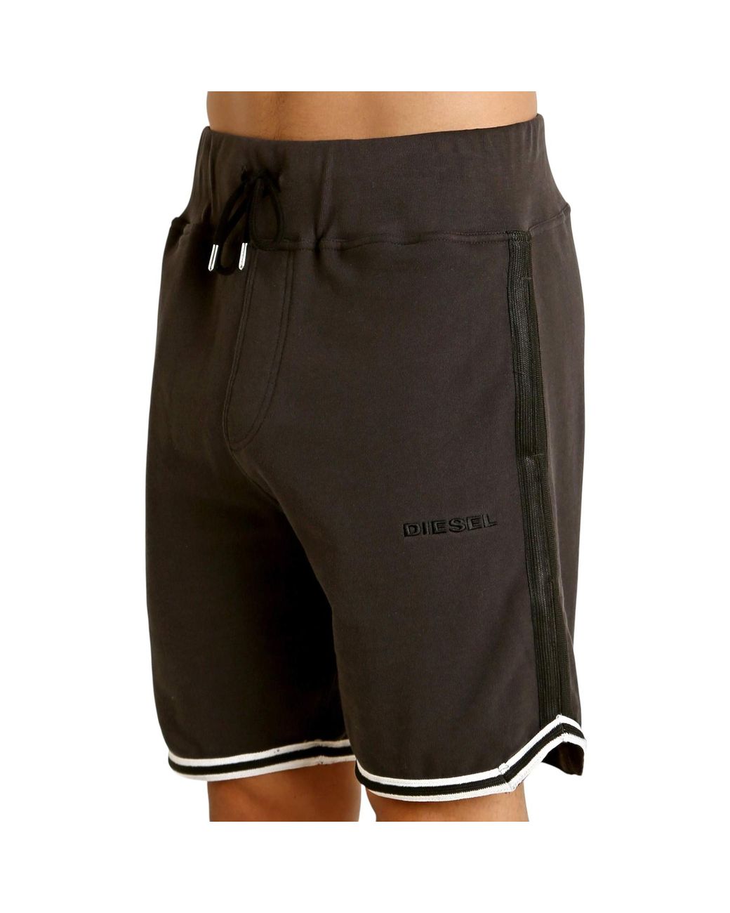 DIESEL Black Umlb Pan Fleece Shorts Gym Running Jogging Bermuda Half Pants for men