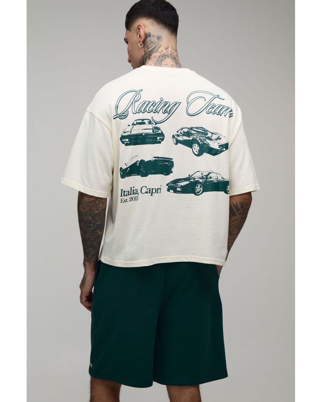 BoohooMAN Multicolor Tall Oversized Boxy Italia Capri T-Shirt & Baggy Short Set for men