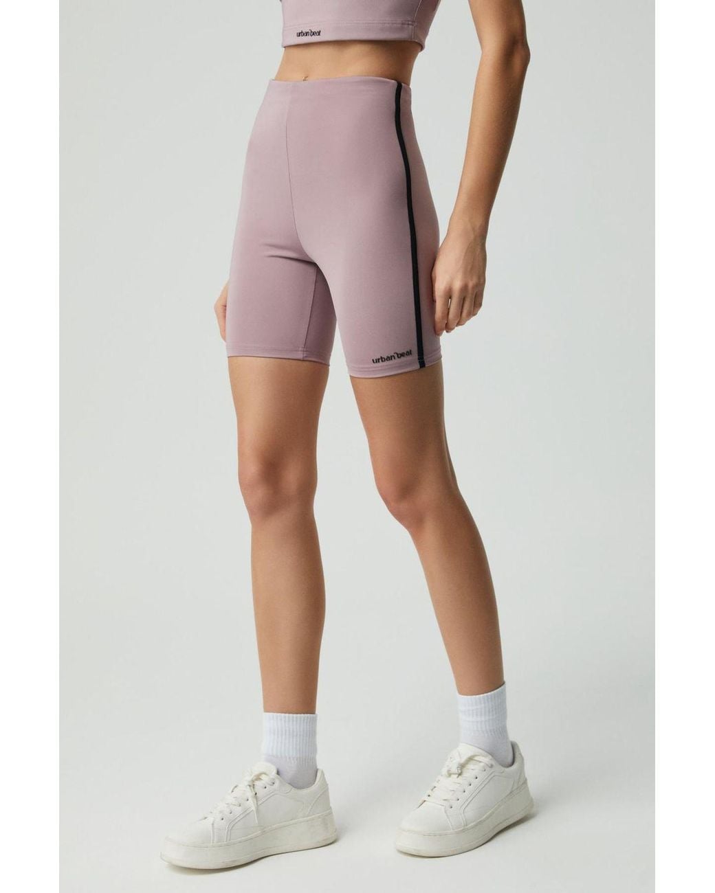 Grimelange Purple High Waist Skinny Cycling Shorts