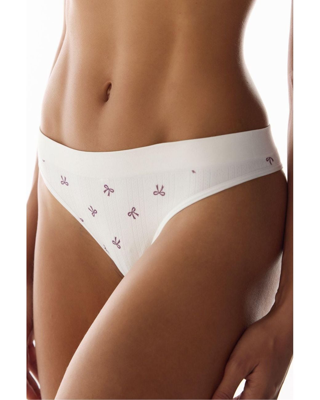Penti Brown Seamless Lace-Patterned Brazilian Briefs