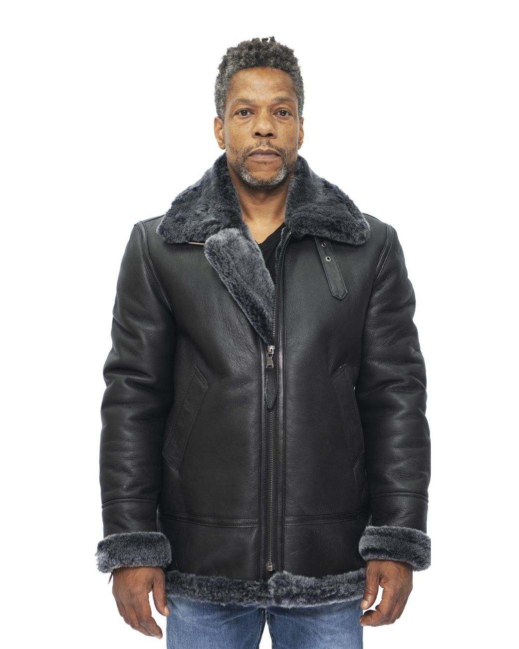 Infinity Leather Black B3 Aviator Flying Sheepskin Jacket-Alhambra for men