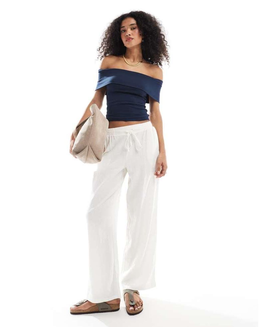 Hollister Blue Off The Shoulder Short Sleeve Top