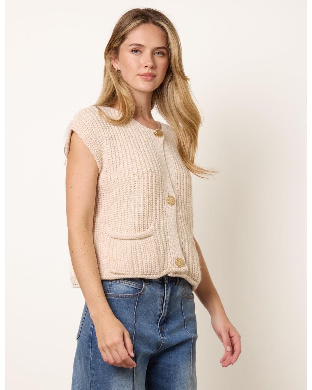 Blue Vanilla Blue Two Pocket Knitted Waistcoat