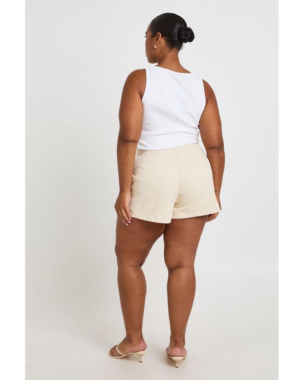 Boohoo Natural Plus Cotton Twill Shorts