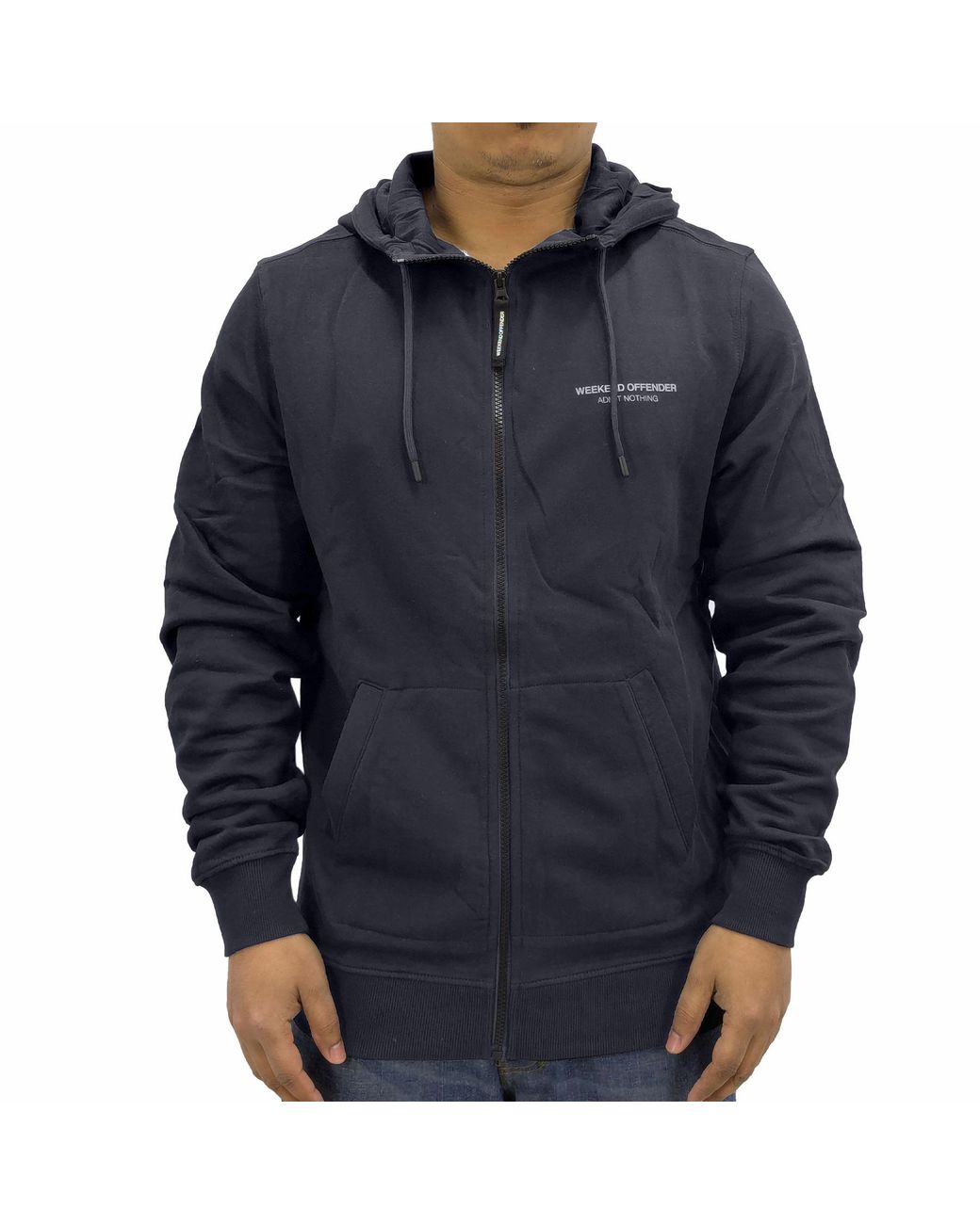Weekend Offender Blue Zagreb Full Zip Hoodie Long Sleeve Fleece Hooded Tops New for men