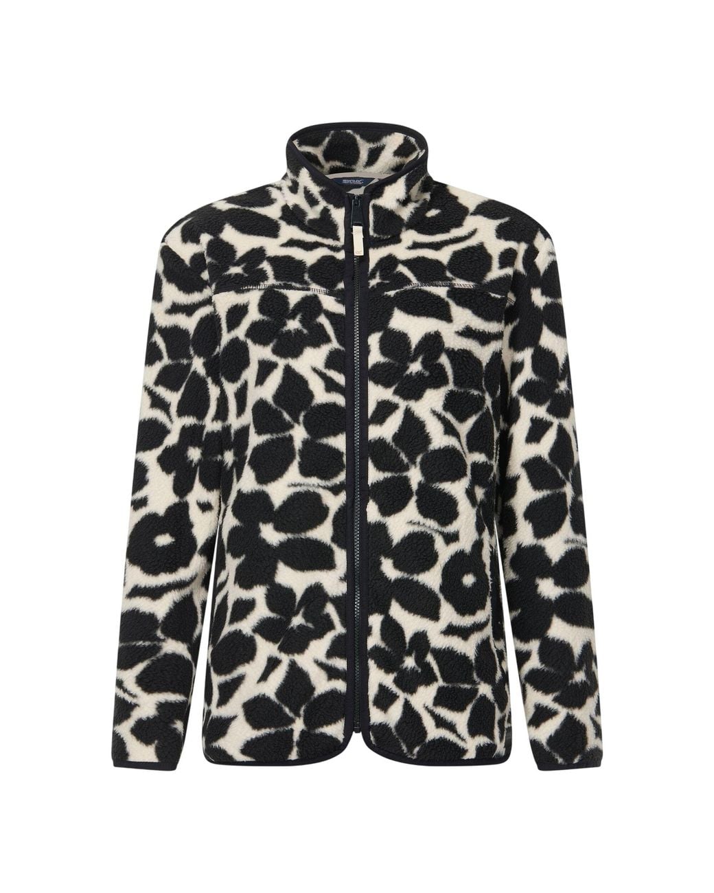 Regatta Black Ladies Frankie Floral Borg Full Zip Fleece Jacket (Monochrome/Shadow)