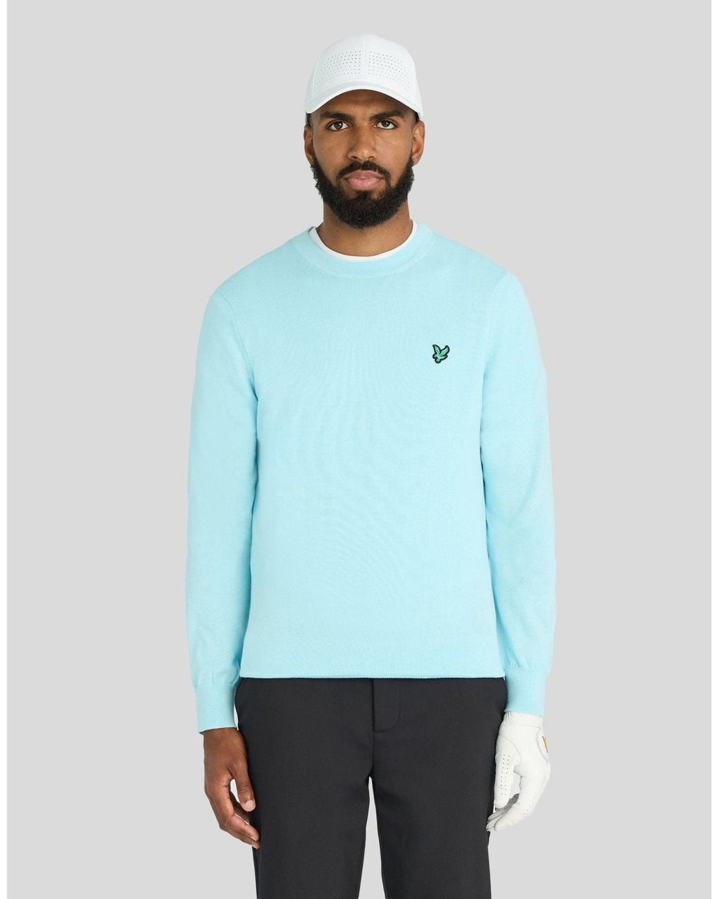 Lyle & Scott Blue Golf Polyblend Crew Neck Pullover for men