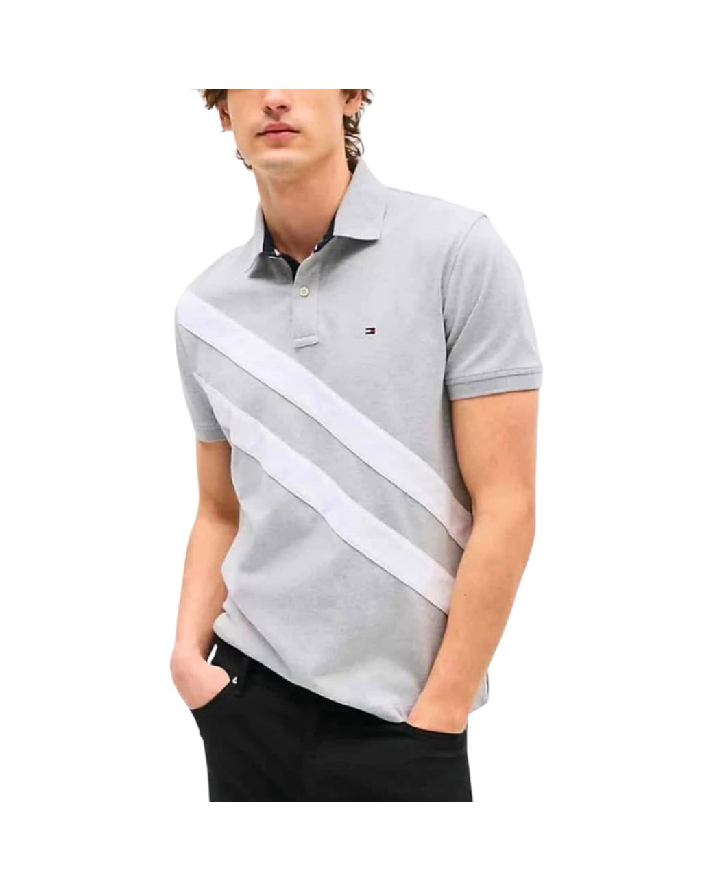Tommy Hilfiger Gray Polo Shirts S891 Regular Fit Casual Cotton Golf Top for men