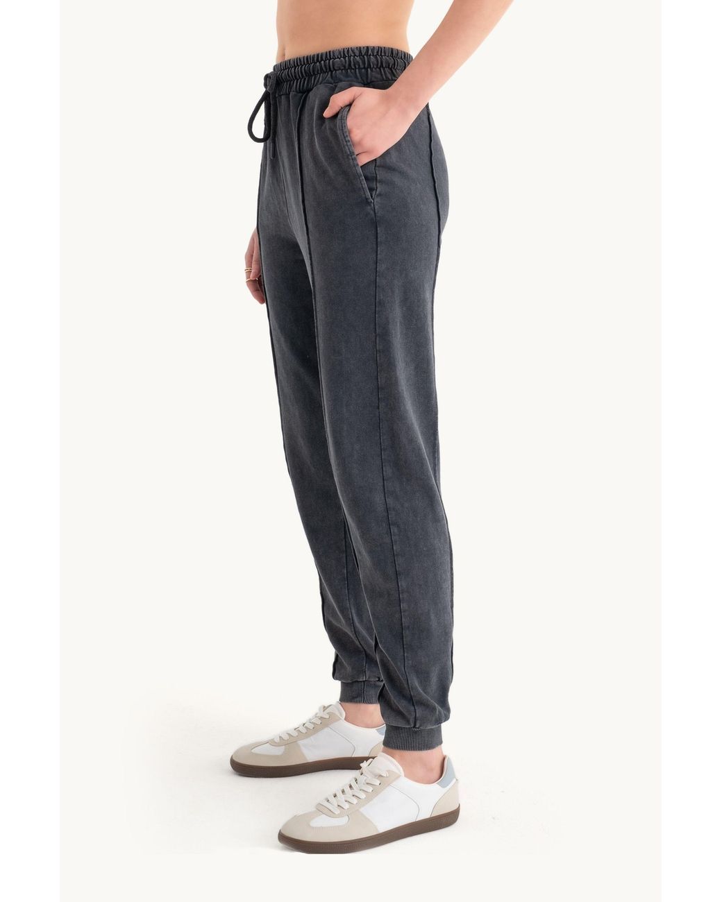 Hiccup Blue Mid Rise Elastic Waist Pocket Straight Leg Joggers