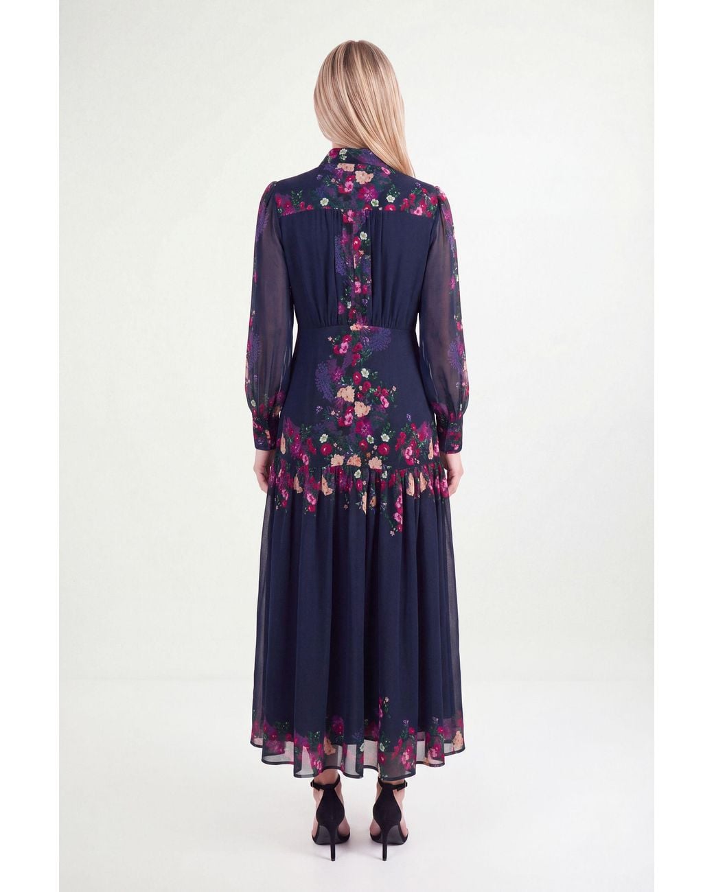 Wallis Blue Petite Floral Tiered Shirt Maxi Dress