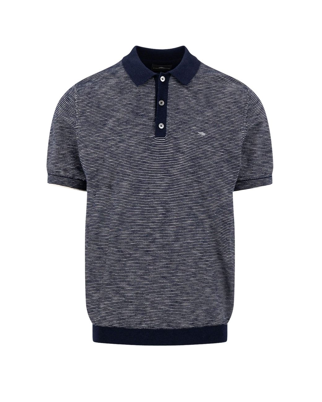 Fynch-Hatton Blue Cotton Linen Striped Polo for men