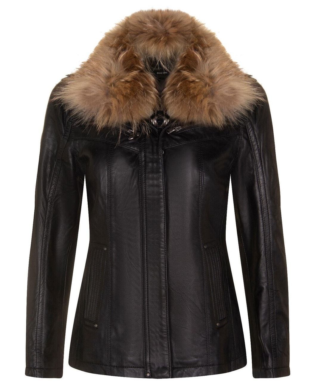 Infinity Leather Black Slim Fit Parker Jacket-Millom
