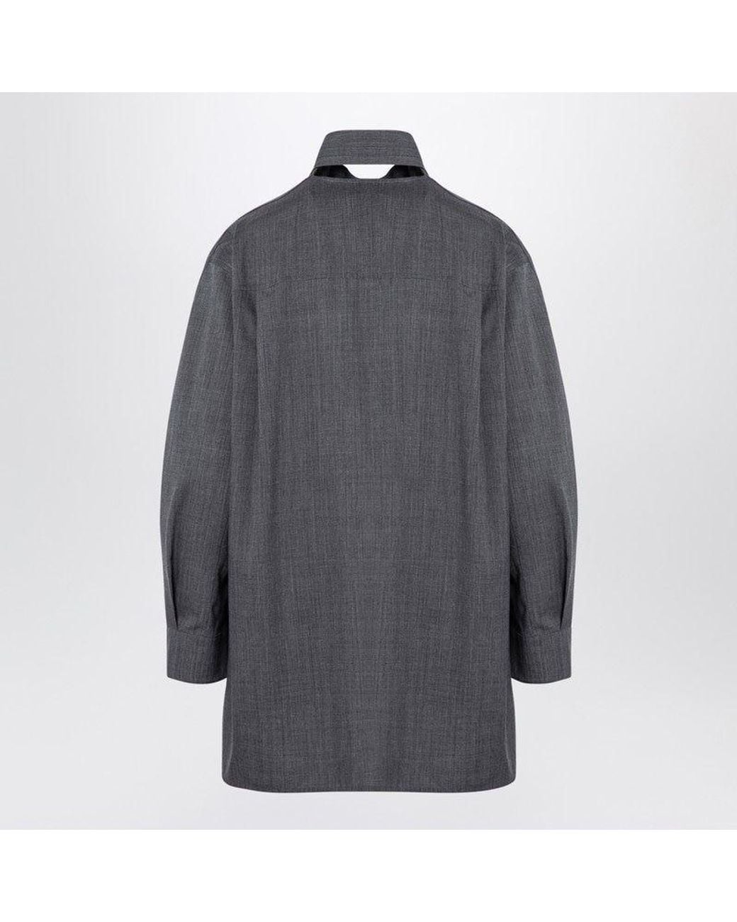 Jil Sander Gray Wool Shirt With Scarf
