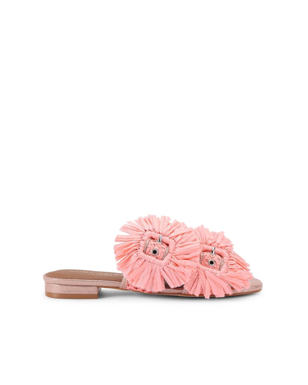 Kurt Geiger Pink Raffia Buckle Flat Sdl Sandals