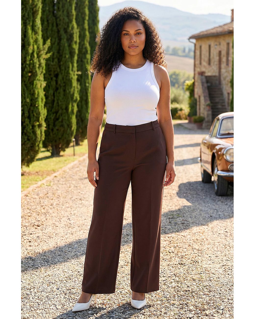 Roman Black Curve Wide Leg Tailored Trouser