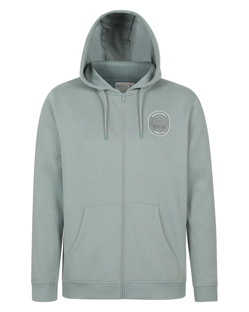 Mountain Warehouse Green 'Adventure Awaits' Graphic Full Zip Hoodie Warm Cosy Casual Outdoor Layer Cotton for men