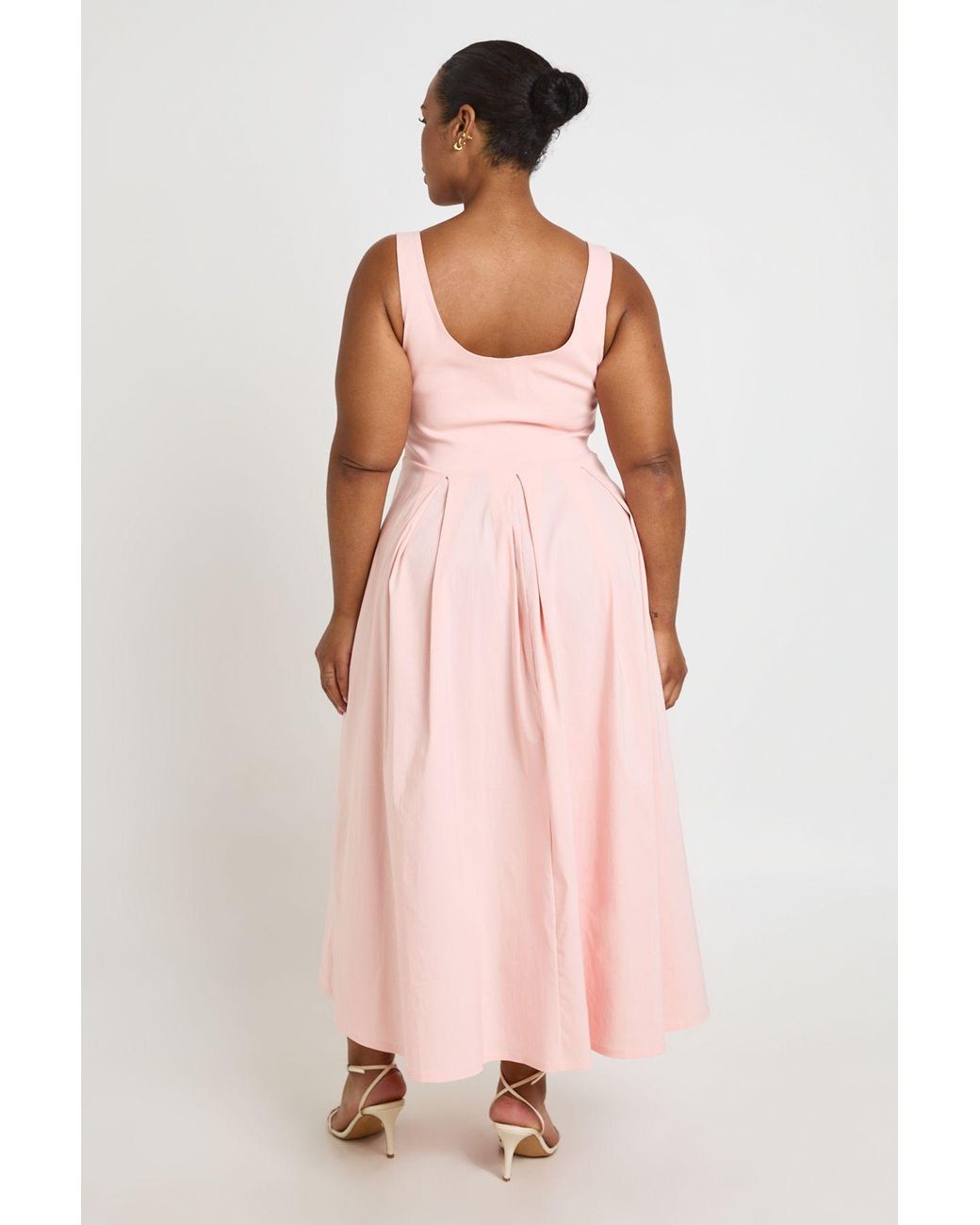 Boohoo Pink Plus Benglaine Scoop Neck Midaxi