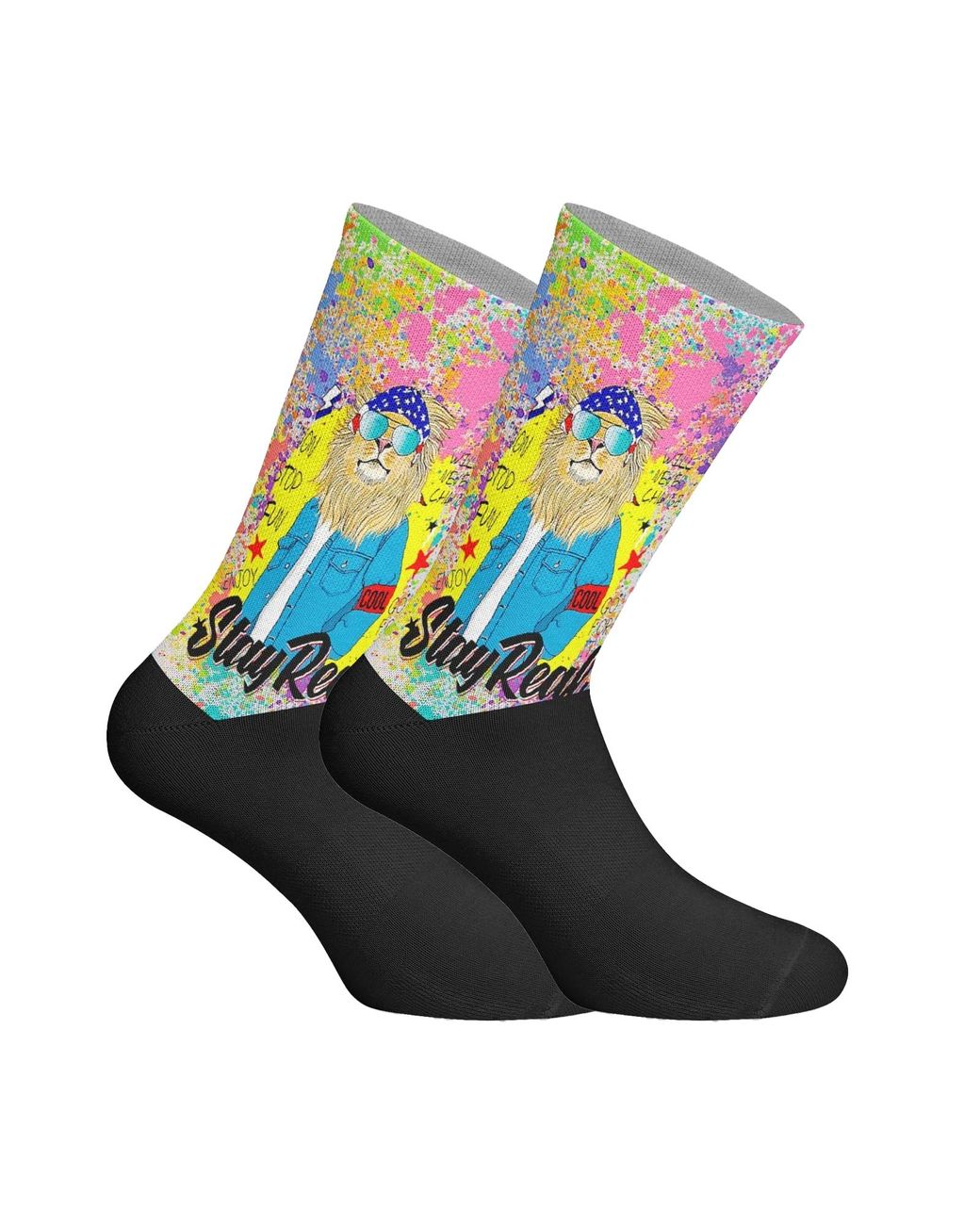 Jenes Socks Blue Elastic Printed Long