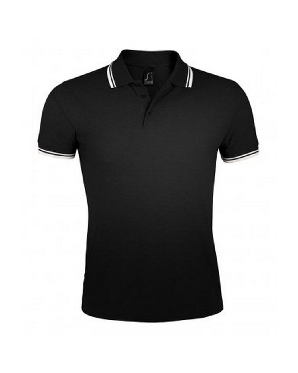 Sol's Black Pasadena Tipped Short Sleeve Pique Polo Shirt Cotton for men