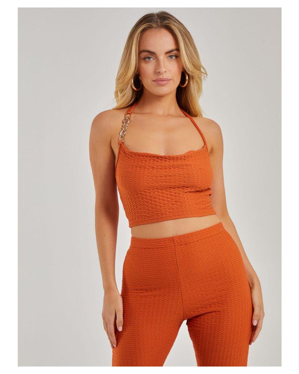 Pink Vanilla Orange Waffle Chain Top