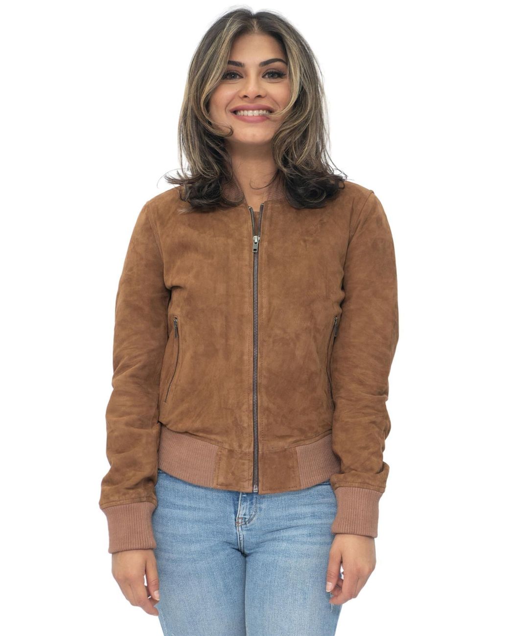Infinity Leather Natural Ma-1 Suede Bomber Jacket-Arnhem