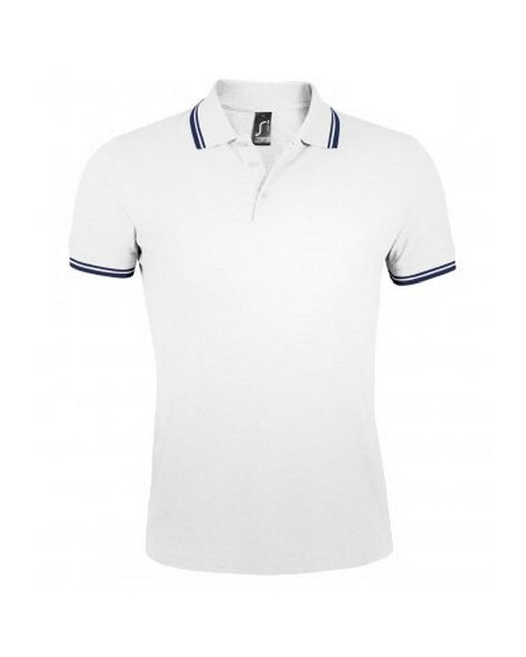 Sol's White Pasadena Tipped Short Sleeve Pique Polo Shirt Cotton for men