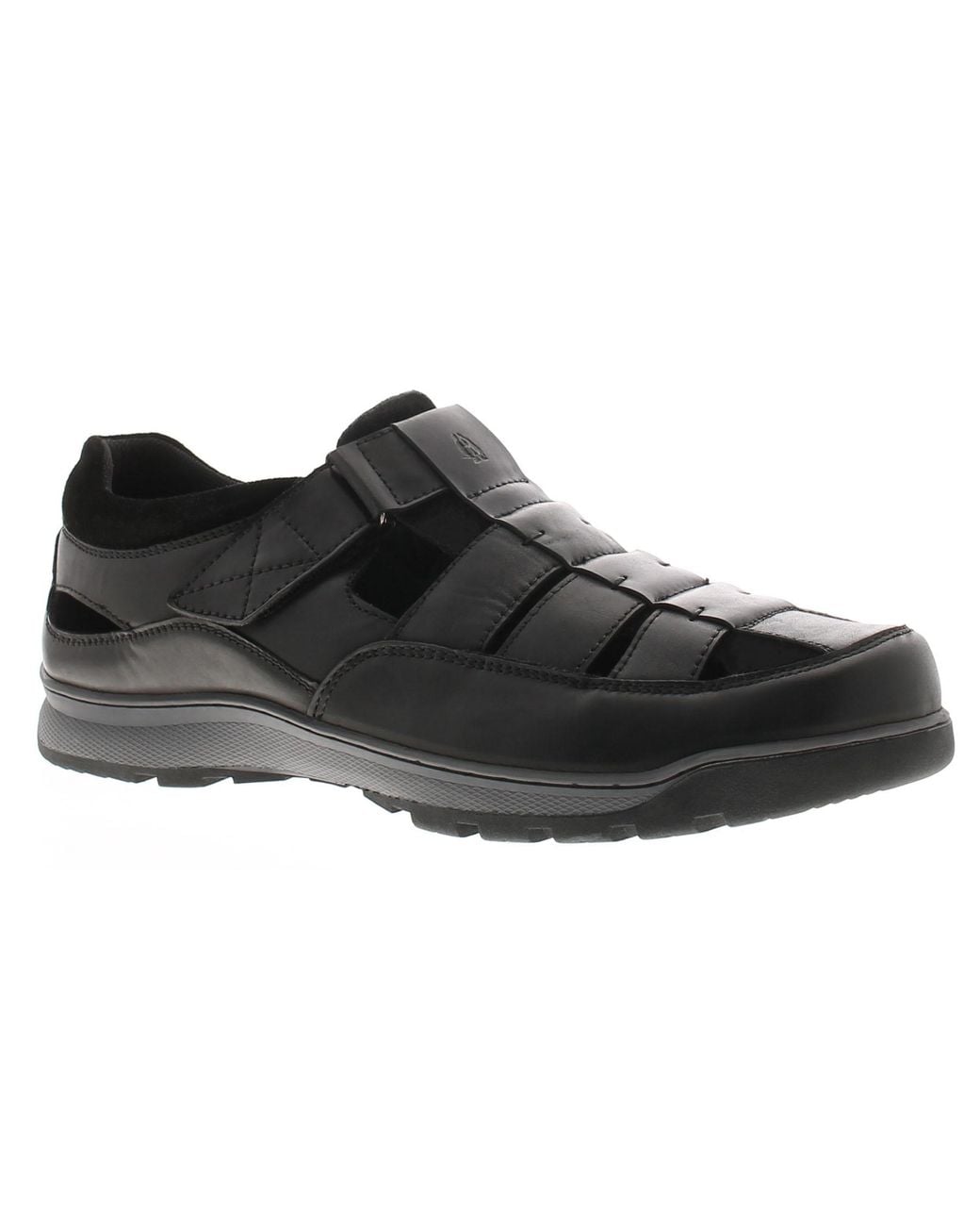 Hush Puppies Black Touch Close Sandals Rucker Leather Fisherman for men
