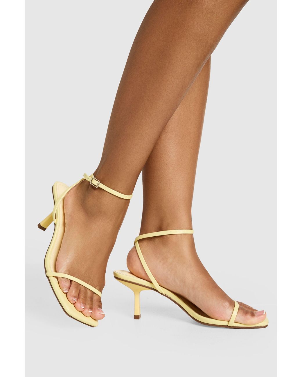 Boohoo Brown Wide Fit Square Toe 2 Part Mid High Heels