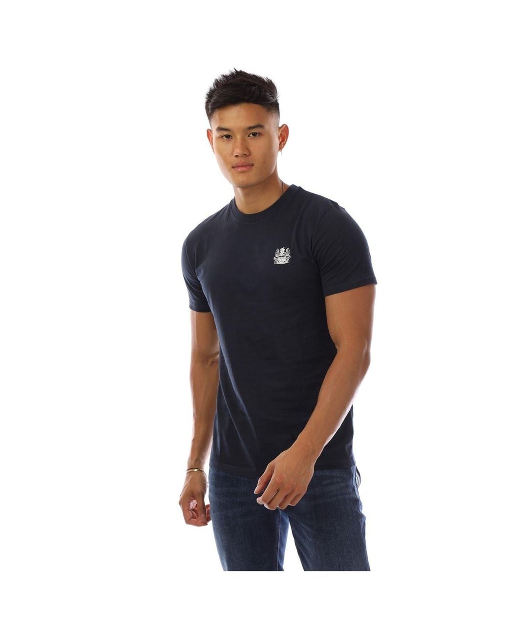 Aquascutum Blue Regular Fit Crew Neck Short Sleeve T-Shirt for men