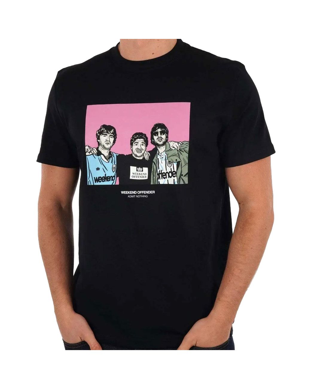 Weekend Offender Black T Shirts Diego Graphic Crew Neck Short Sleeve Cotton Tee for men