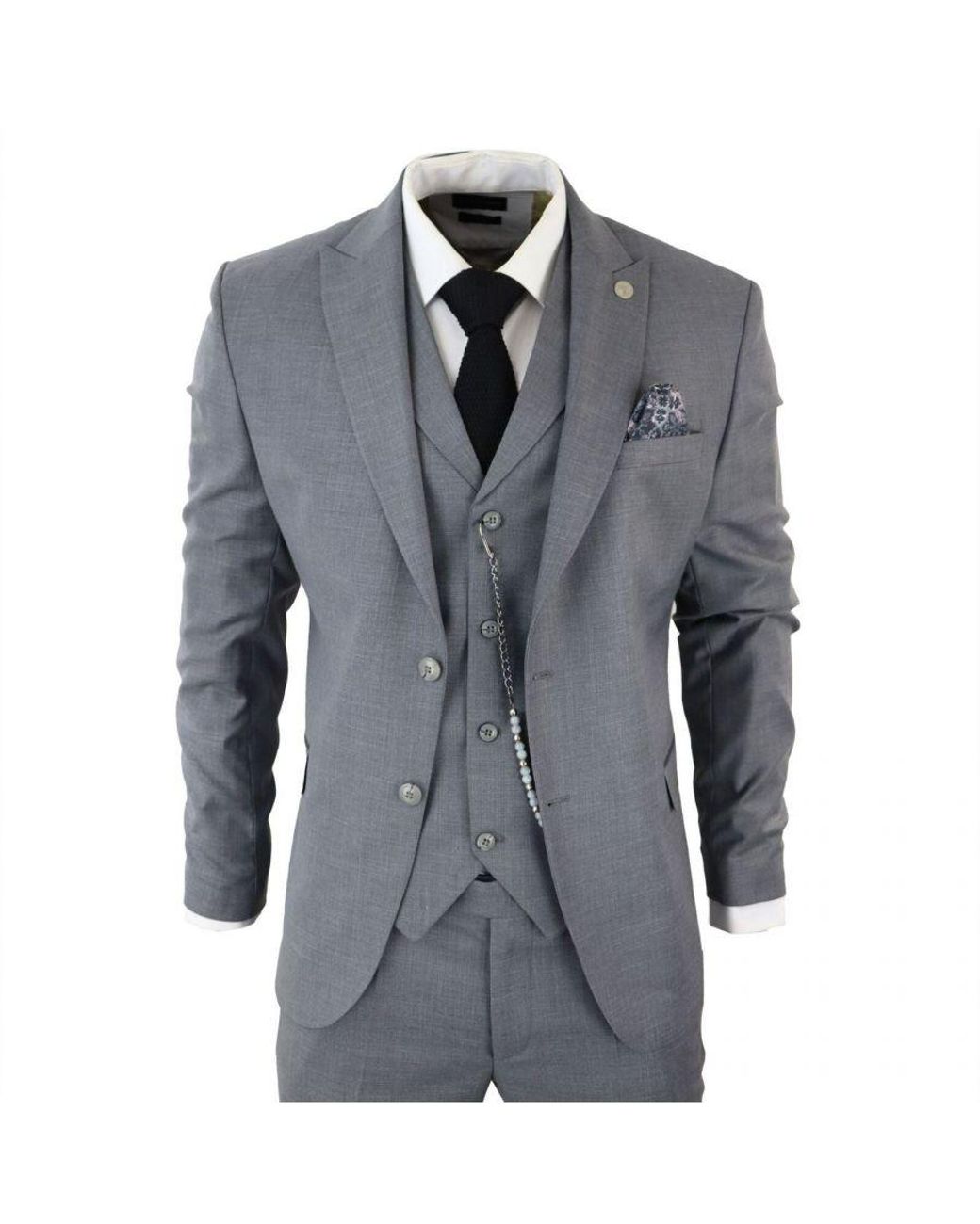 TruClothing Blue Classic 3-Piece Plain Suit for men