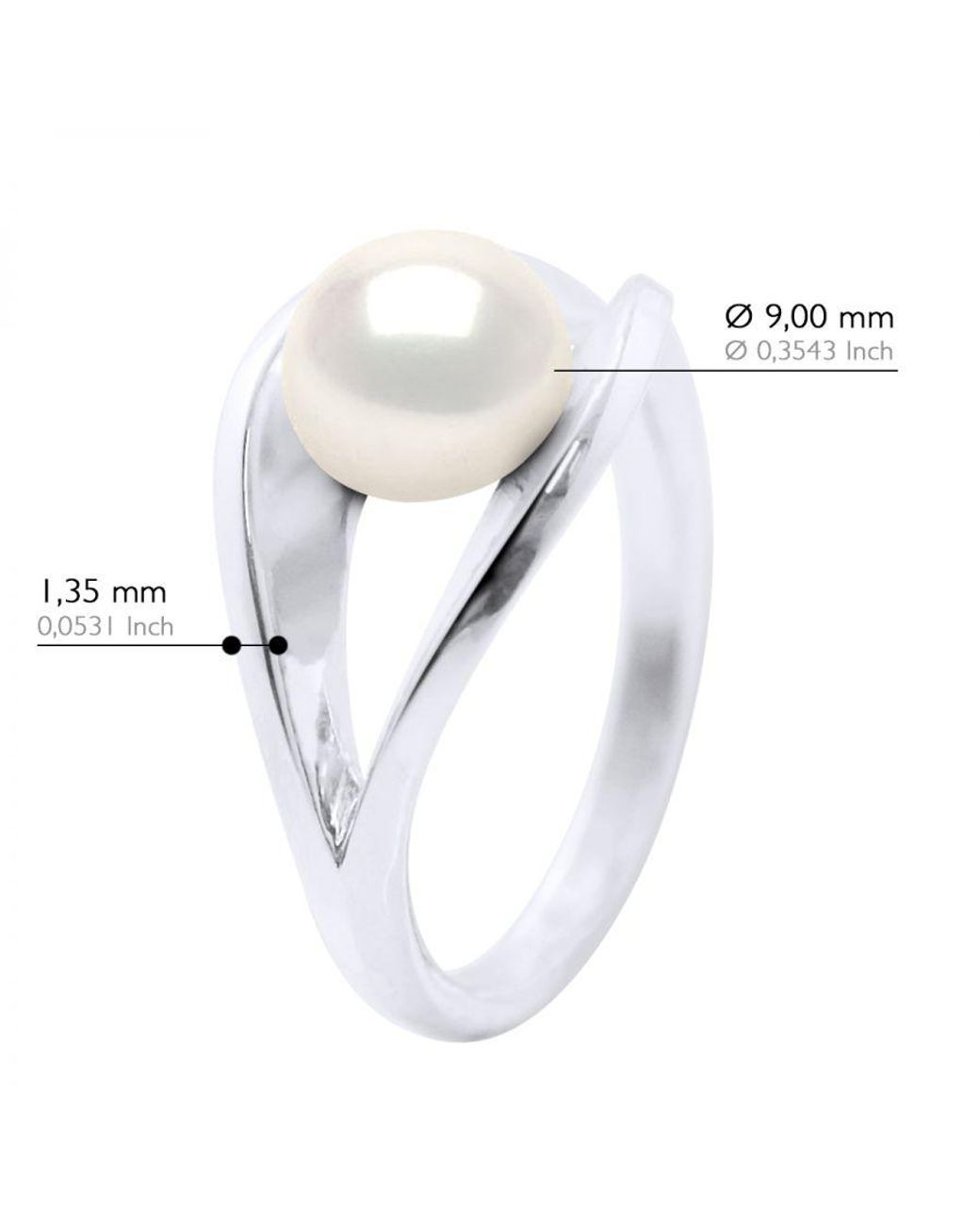 Ateliers Saint Germain White Ring Real Cultured Freshwater Pearl Button 8-9 Mm