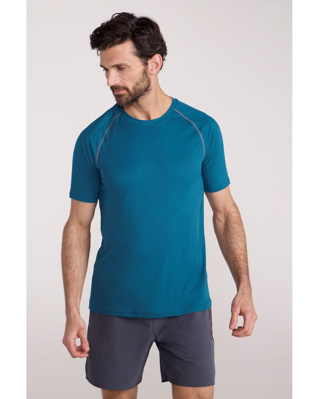Mountain Warehouse Blue 'Aero Ii' Short Sleeve Top With Reflective Print Isocool Sports Tee for men