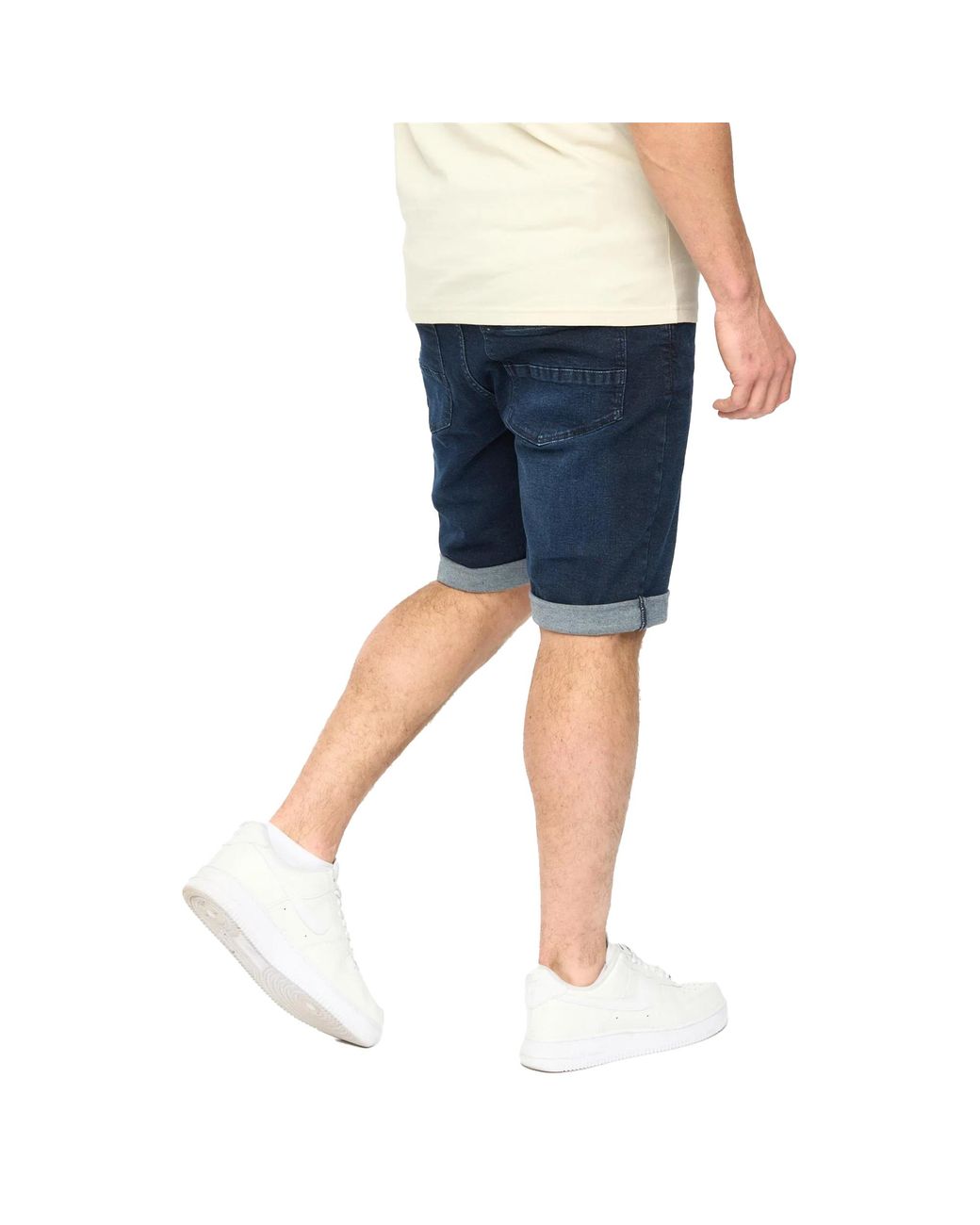 Crosshatch Blue Youlgreeve Denim Belted Shorts (Dark Wash) for men