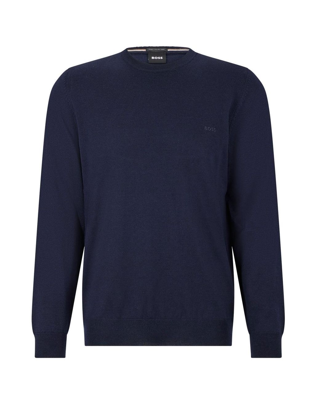 Boss Blue Botto-L Crew Neck Knitwear Dark Merino Wool for men