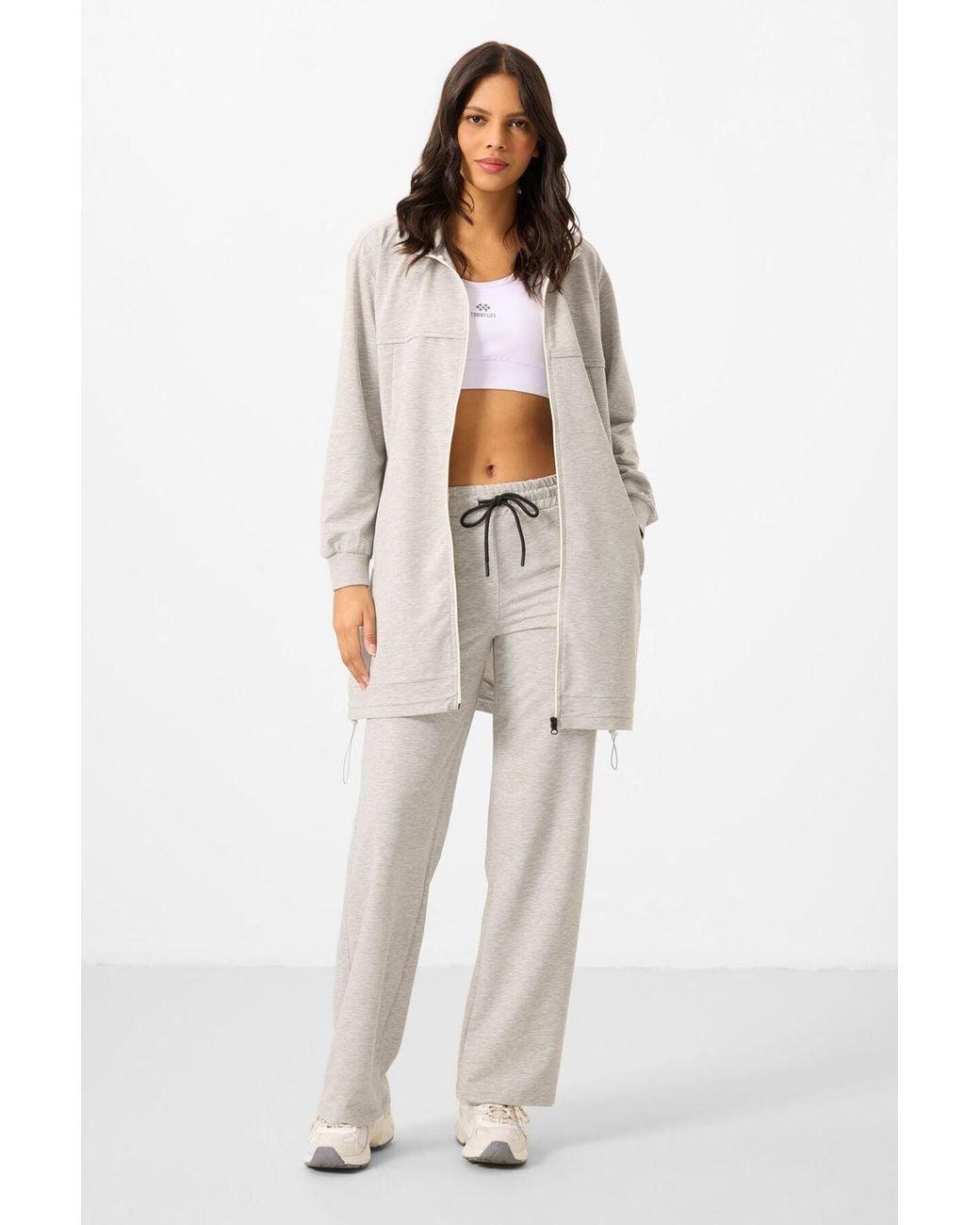 TOMMY LIFE White Cotton Blend Sweatshirt And Wide-Leg Pants Set