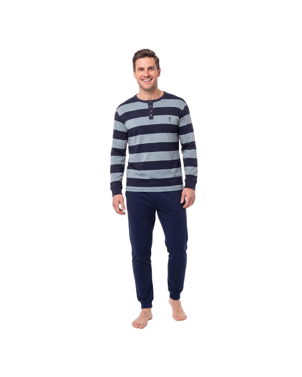 Kisses&Love Blue Cotton Long Sleeve Pyjamas Klp4 for men