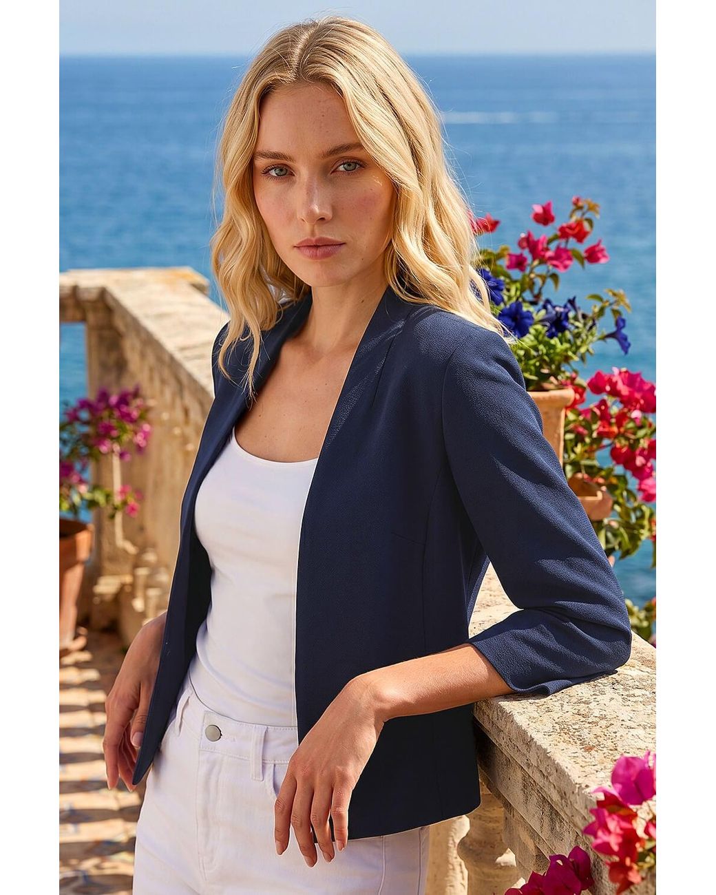 Roman Blue 3/4 Sleeve Rochette Jacket