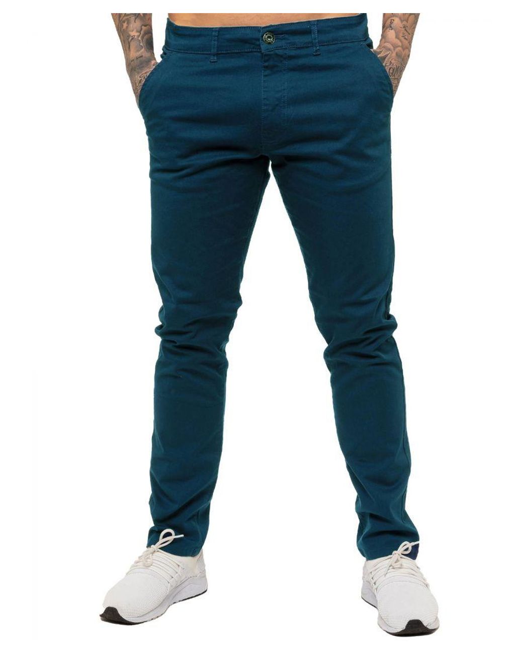 Enzo Blue Slim Fit Stretch Chinos for men