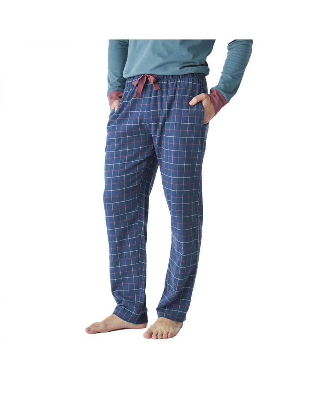 J&j Brothers Blue Jjb12 Long Sleeve Round Neck Cotton Pajamas for men