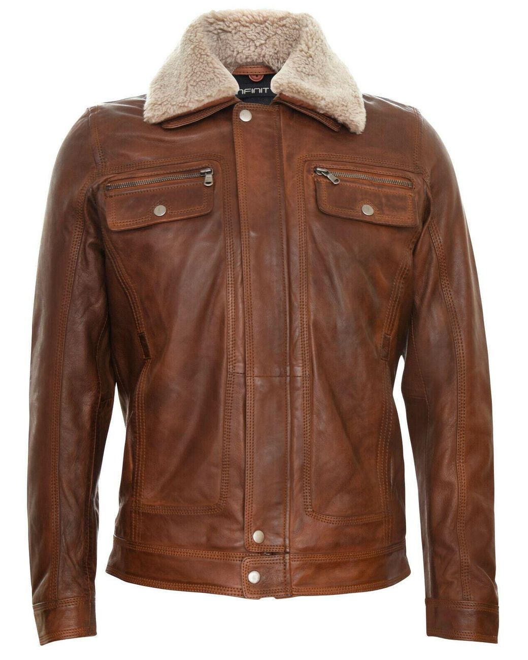 Infinity Leather Brown Trucker Shirt Jacket-Galway for men