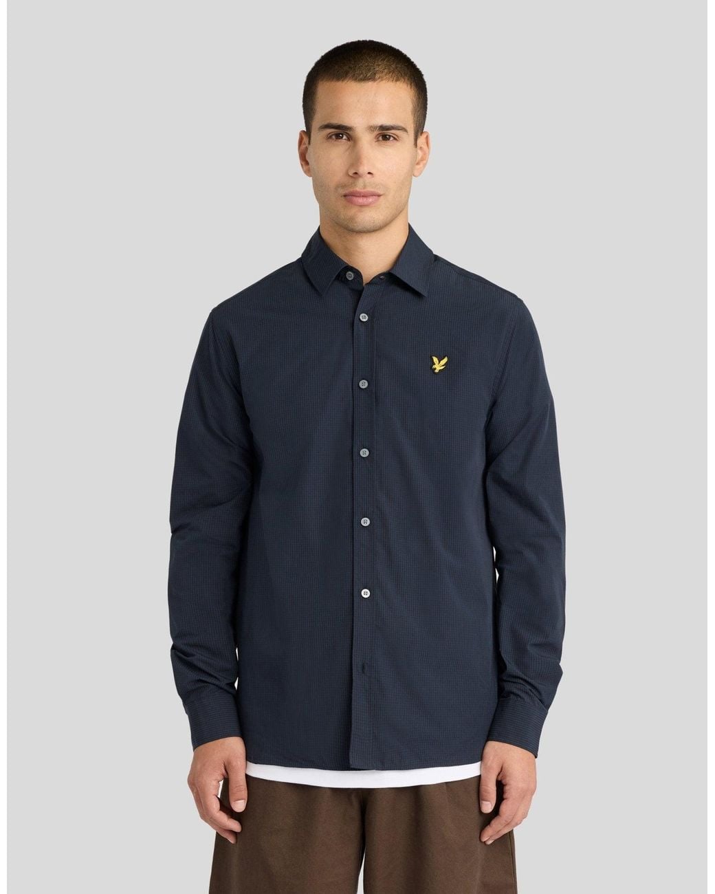 Lyle & Scott Blue Windowpane Shirt for men