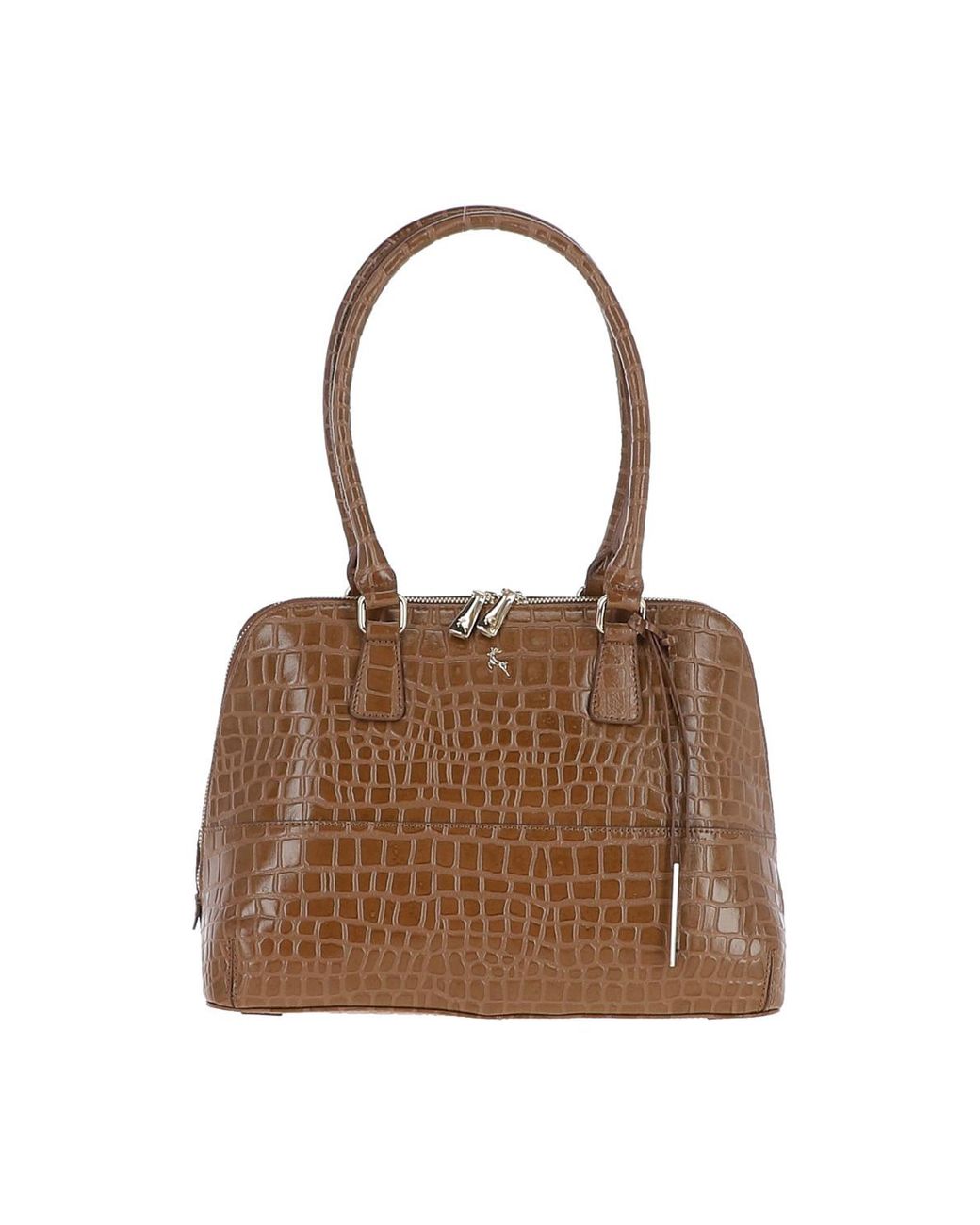 Ashwood Leather Brown 'Passione' Croc Print Zip Around Real Tote Bag