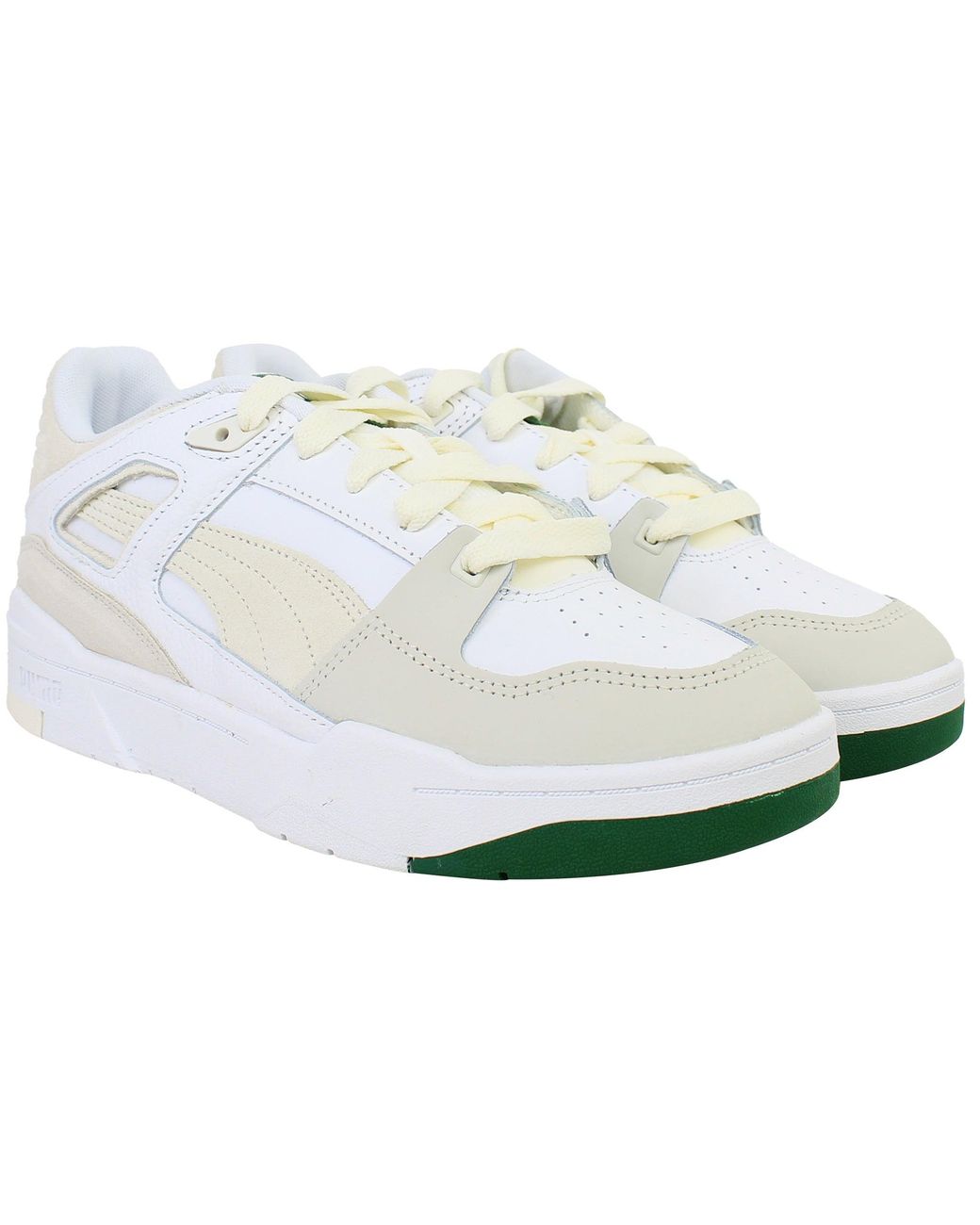 PUMA White Slipstream Retro Trainers Suede