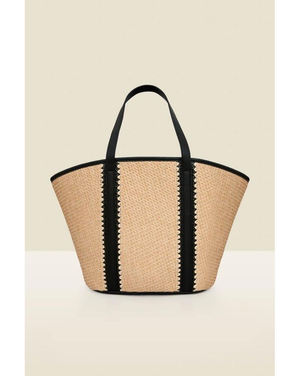 Sosandar Natural Raffia Tote Bag With Contrast Straps