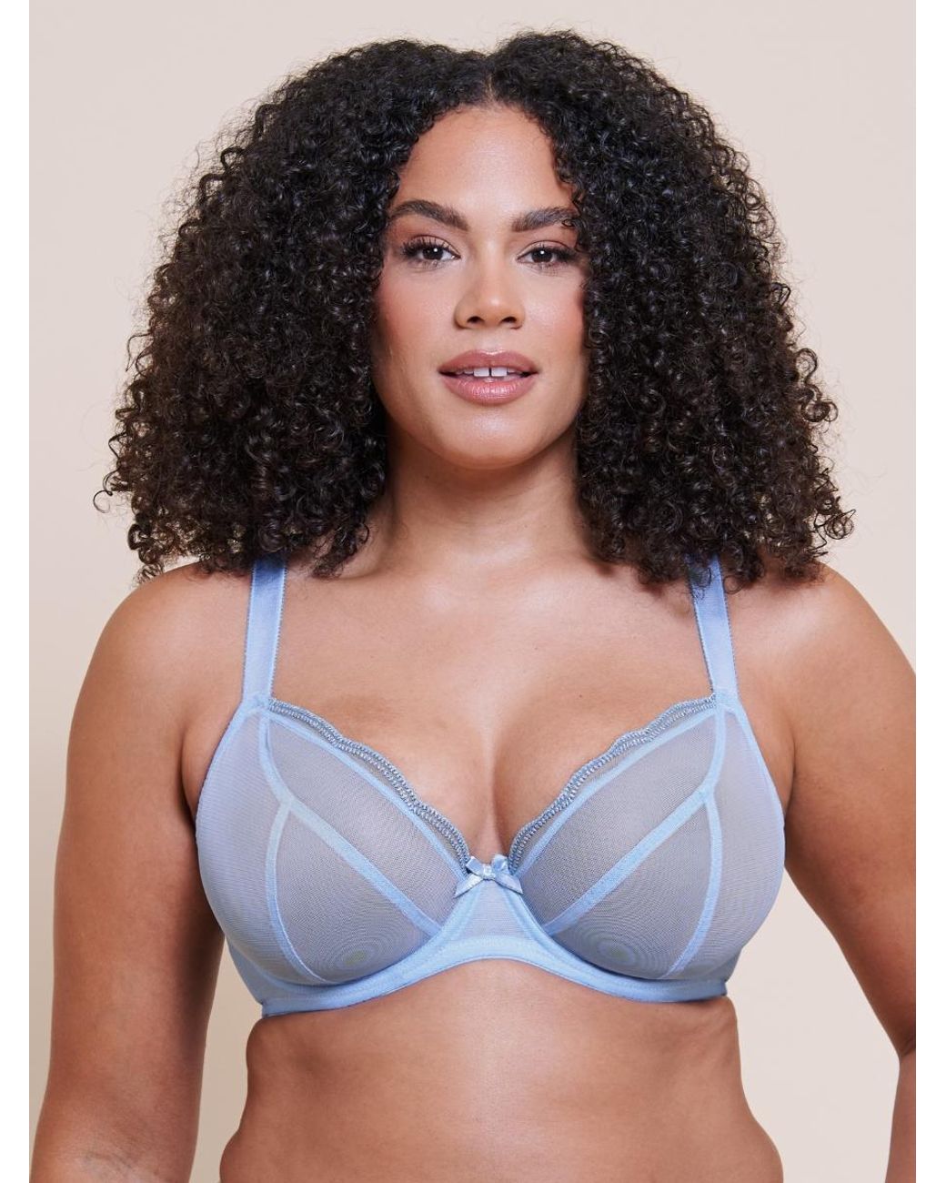 Curvy Kate Blue Lightstyle Scallop Sheer Plunge Bra