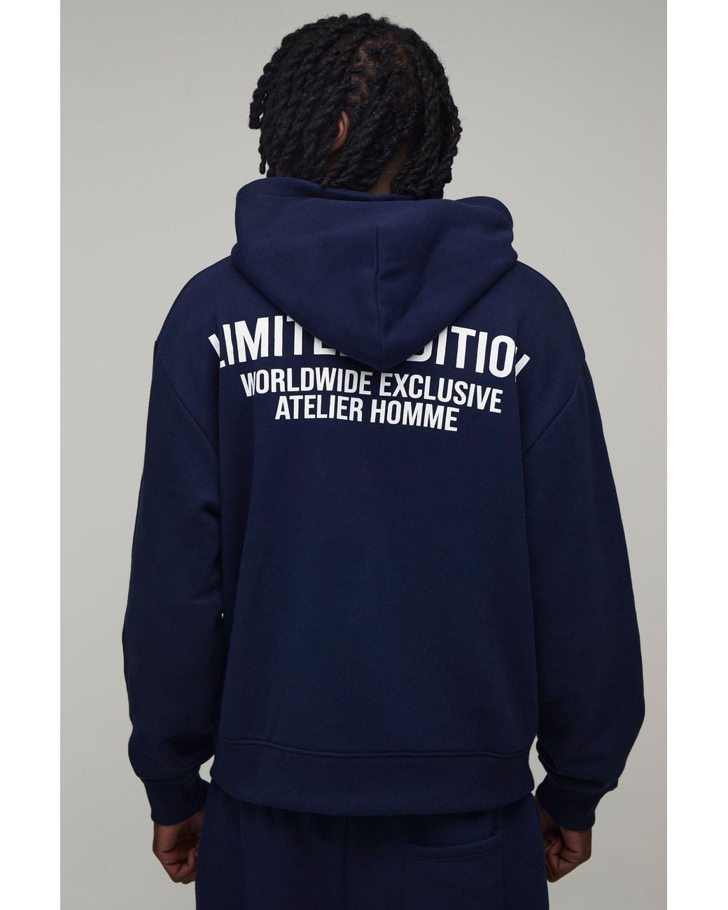 BoohooMAN Blue Tall Oversized Boxy Limited Edition Zip Through Hoodie for men