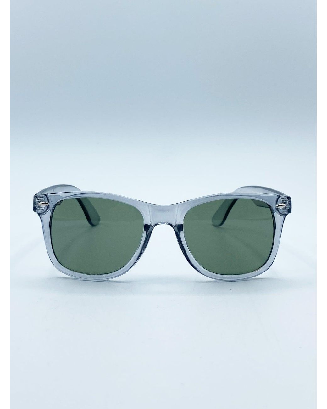 SVNX Blue Translucent Wayfarer With Khaki Lenses