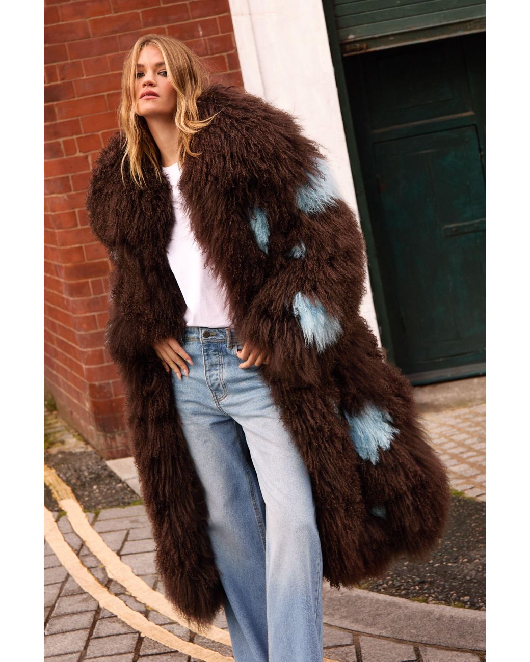 Nasty Gal Premium Shearling Patchwork Coat in Black Lyst UK