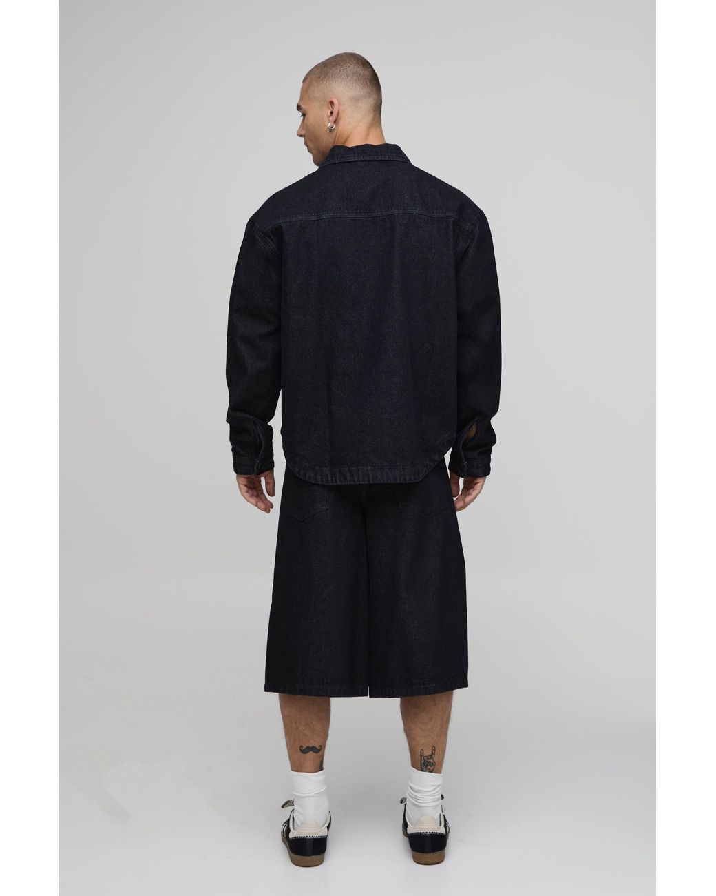 BoohooMAN Brown Rinse Wash Oversized Co-Ord Shirt for men